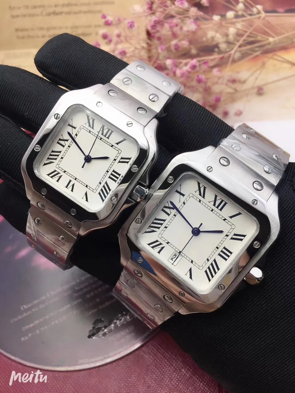 

Luxury Brand New Men Watch Women Quartz Sapphire 100 XL Stainless Steel Santos Watches Silver White AAA+ Quality 40mm 35mm