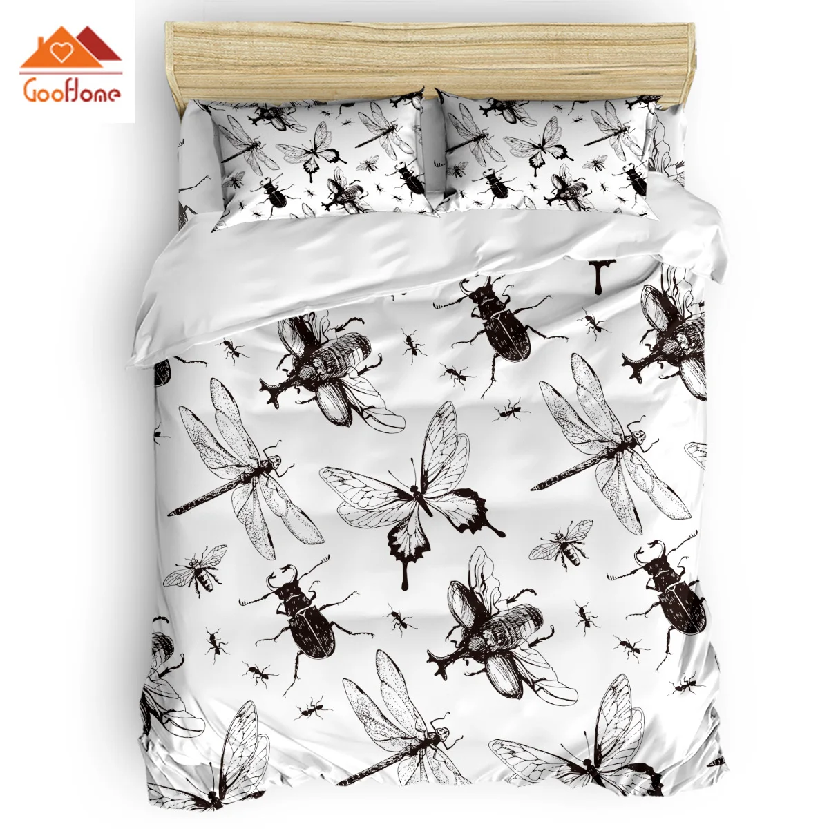 

Hand-painted Insects Duvet Cover Set Vintage Floral Art Design Collection of 3/4pcs Bedding Set Bed Sheet Pillowcases Cover Set