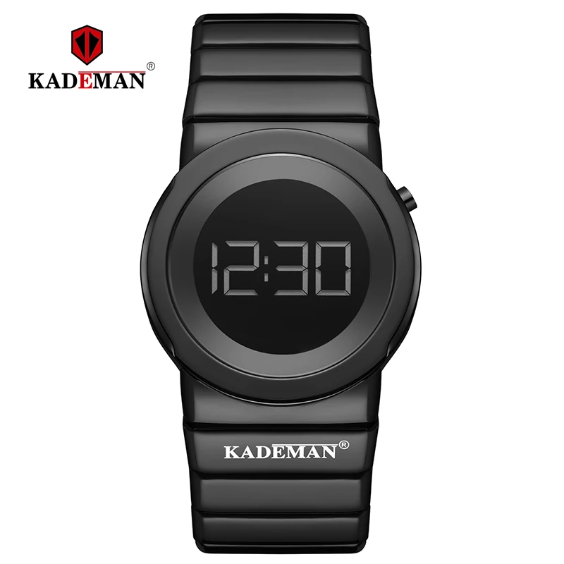 black KADEMAN, женские часы, роскошные, полностью стальные, женские наручные часы, водонепроницаемый, светодиодный, цифровые часы,, новая мода, браслет, повседневные часы - Цвет: black