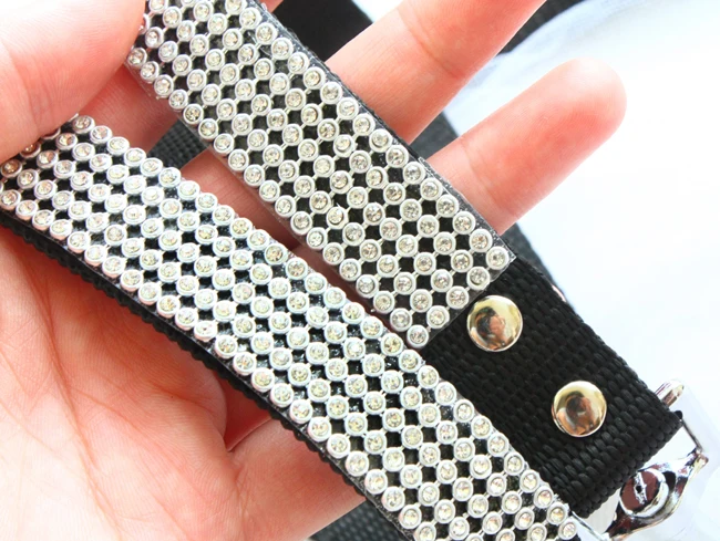 Ошейник и поводок для собаки набор черно-белый Классический Камелия bling имитация бриллиантов ожерелье для домашних животных аксессуары