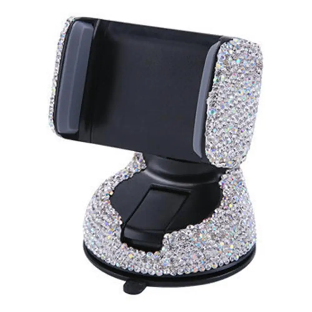 

360 Degree Car Phone Holder Multi-function Vehicle Navigation Bracket Crystal Diamond Decorative Car Phone Holder
