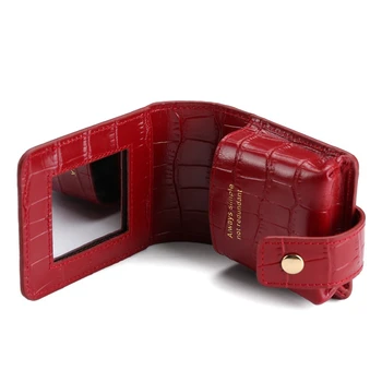 

Lipstick Cosmetic Bag with Mirror Makeup Bag Travel Pouch Organizer Pu Leather Portable Beauty Case Toolbox Small Storage Cases