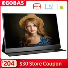 Egobas 15.6 wifi portátil monitor de projeção sem fio inteligente iptv app store 4k decodificação bluetooth assistente voz controle remoto
