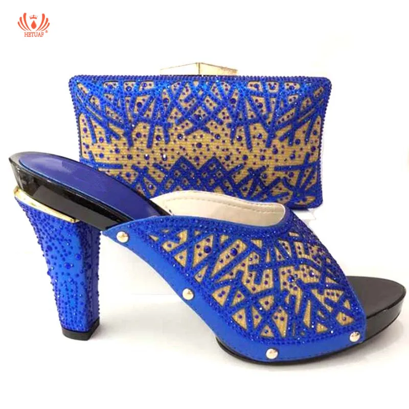 

2019 New Arrival Royal Blue African Party Designer Shoes And Bag Set To Match Italian Party Shoes With Matching Bags Set