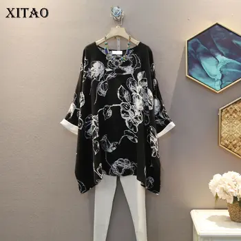 

XITAO Print Pattern Blouse Fashion New Pullover Goddess Fan Minority Casual Style 2020 Summer Minority Loose Shirt DMY4685