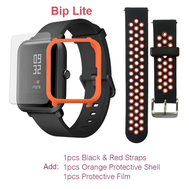 BlackRedS OrangeS F Глобальная версия Xiaomi Huami Amazfit Bip Lite Смарт-часы легкие умные часы с 45 дней в режиме ожидания gps - Цвет: BlackRedS OrangeS F