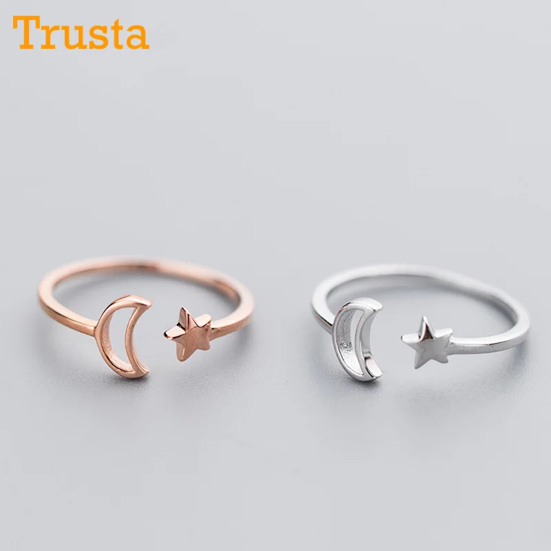 Trusta,,, 925 Настоящее серебро, модное ювелирное изделие, роза, звезда, луна, коктейльное кольцо, размер 5, 6, 7, для девочек, детский Рождественский подарок, DS499