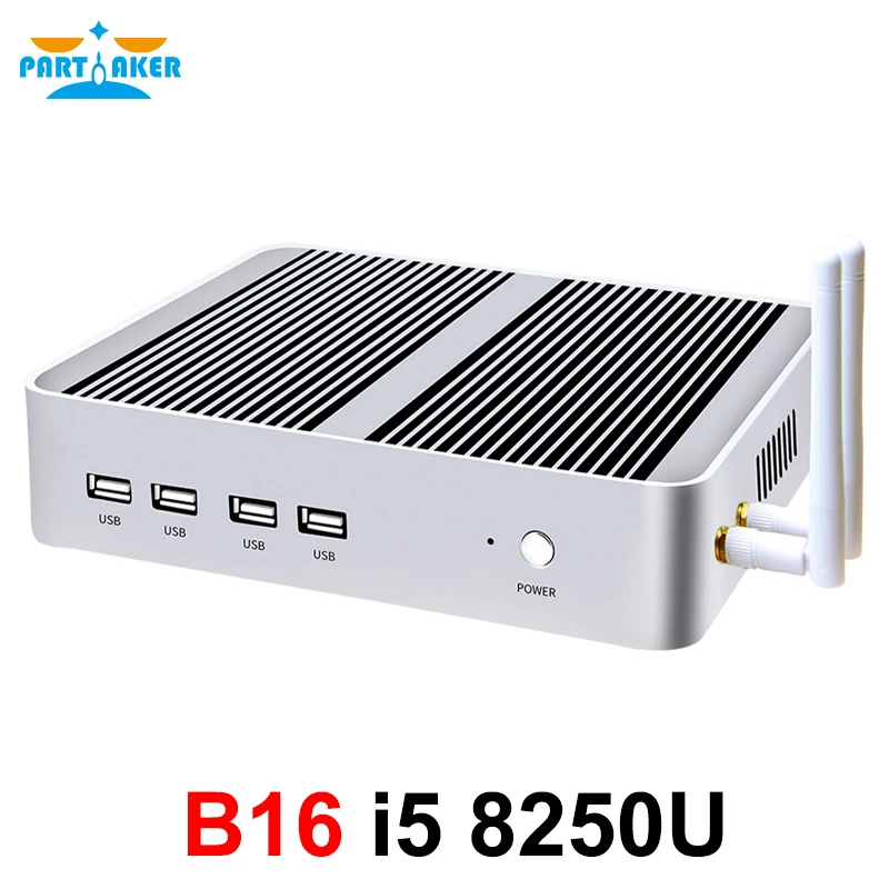 Причастник безвентиляторный мини компьютер Intel i5 8265U 8250U 8259U 2 * DDR4 Msata + M.2 PCIE Мини ПК