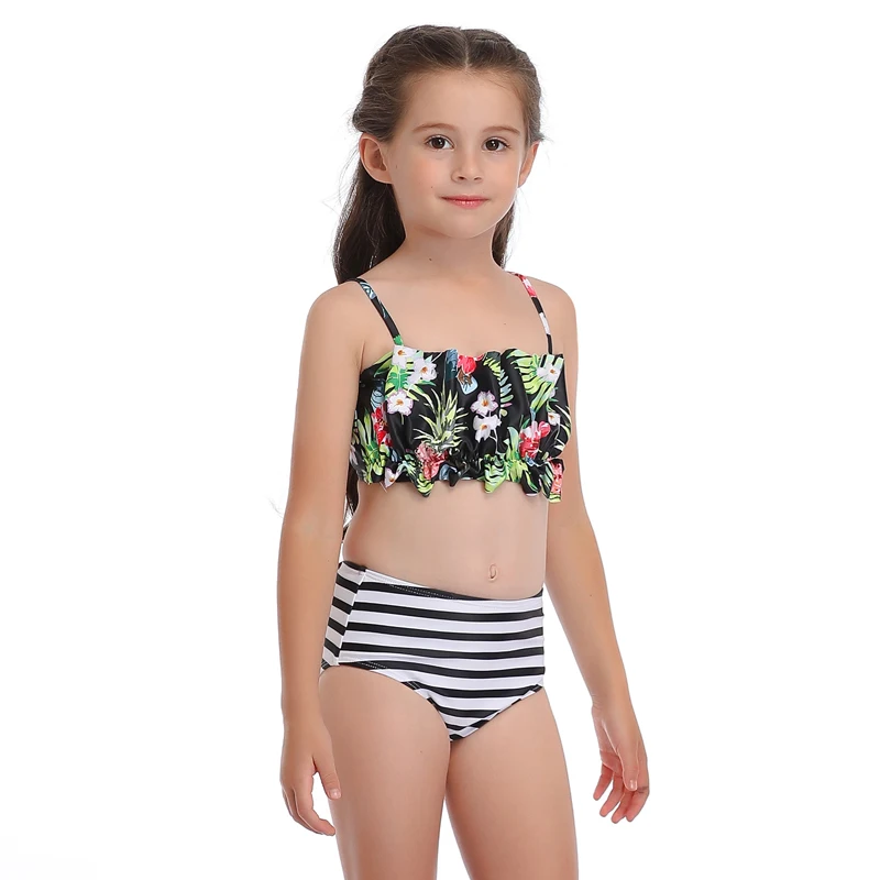 Stripe Girl NASHAKAITE купальник для мамы и дочки; плиссированный бикини; Топ; комплект бикини; новейший семейный образ; подходящие купальники для мамы и дочки - Цвет: Stripe Girl