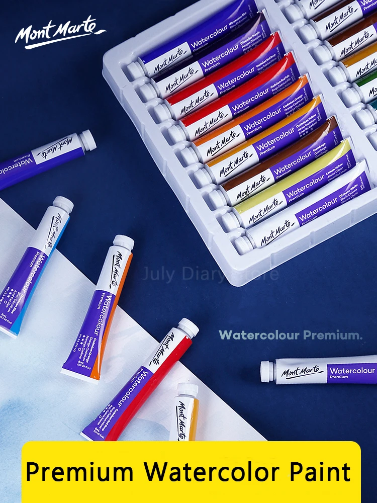 

Mont Marte Art Premium Watercolor Painting Set DIY 12/18/24/36Colors not Fade High transparency Drawing Set Student Supplies 8ml