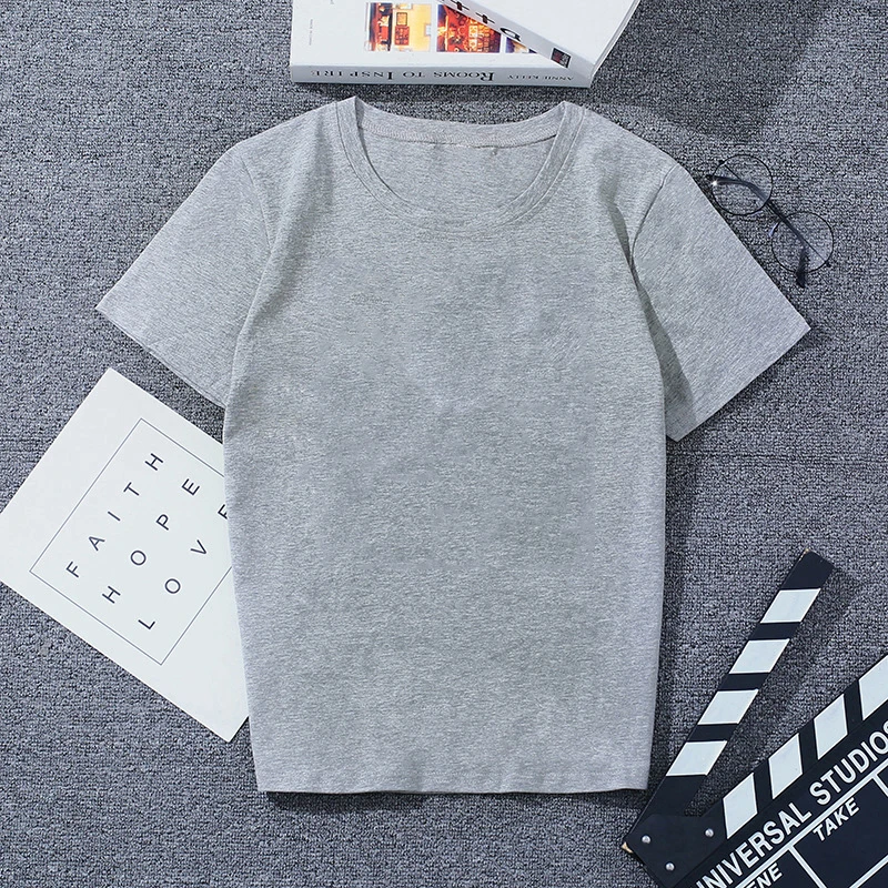 Solid color-Gray Новинка, летняя серая футболка с надписью «Wish I Had A Friend Like Me», большие размеры, свободная модная забавная японская Футболка Harajuku, Женский Топ - Цвет: Solid color-Gray