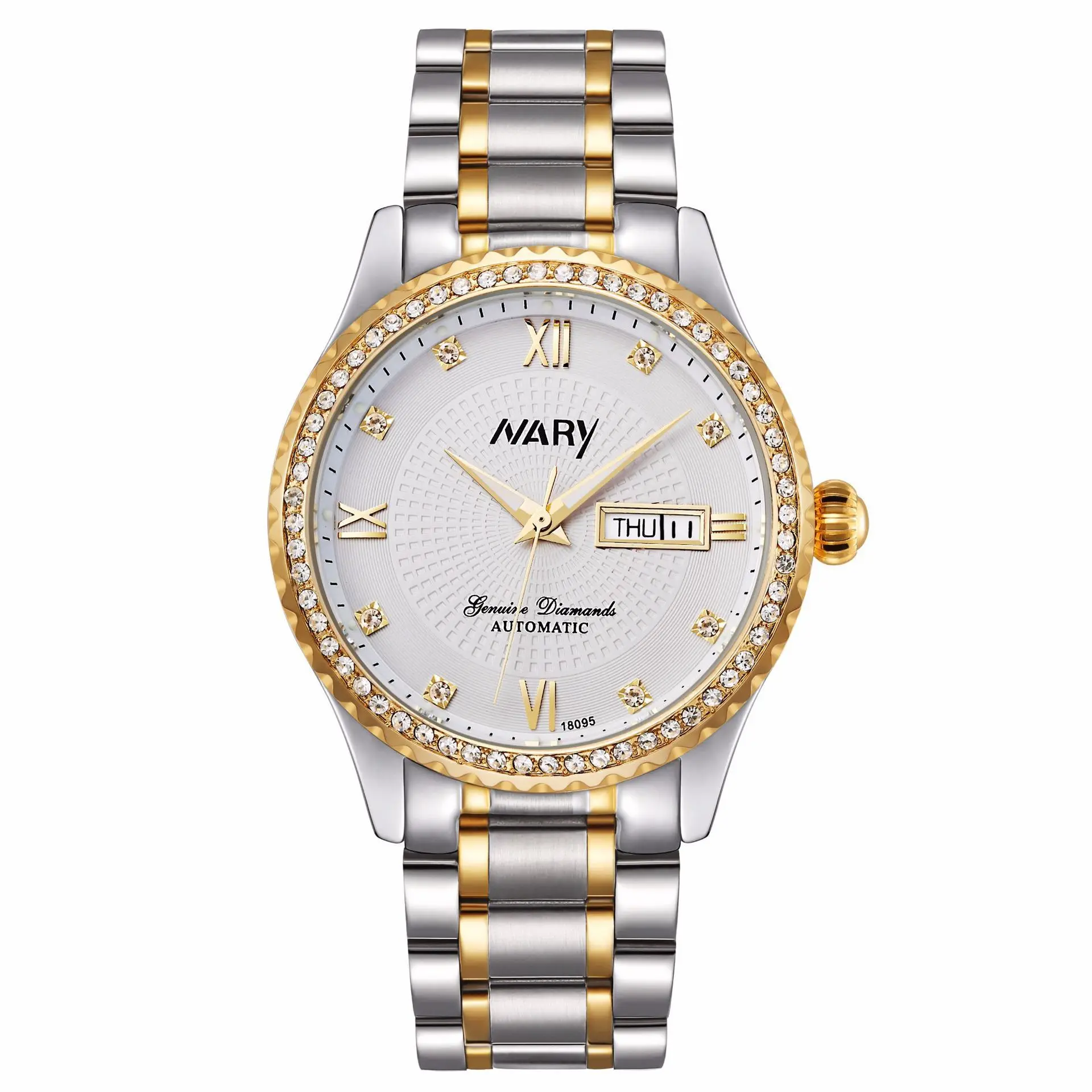 

Nary/NARY Fully Automatic Mechanical Wrist Watch Men Hot Selling Double Calendar Diamond Set Night Light Waterproof Watch