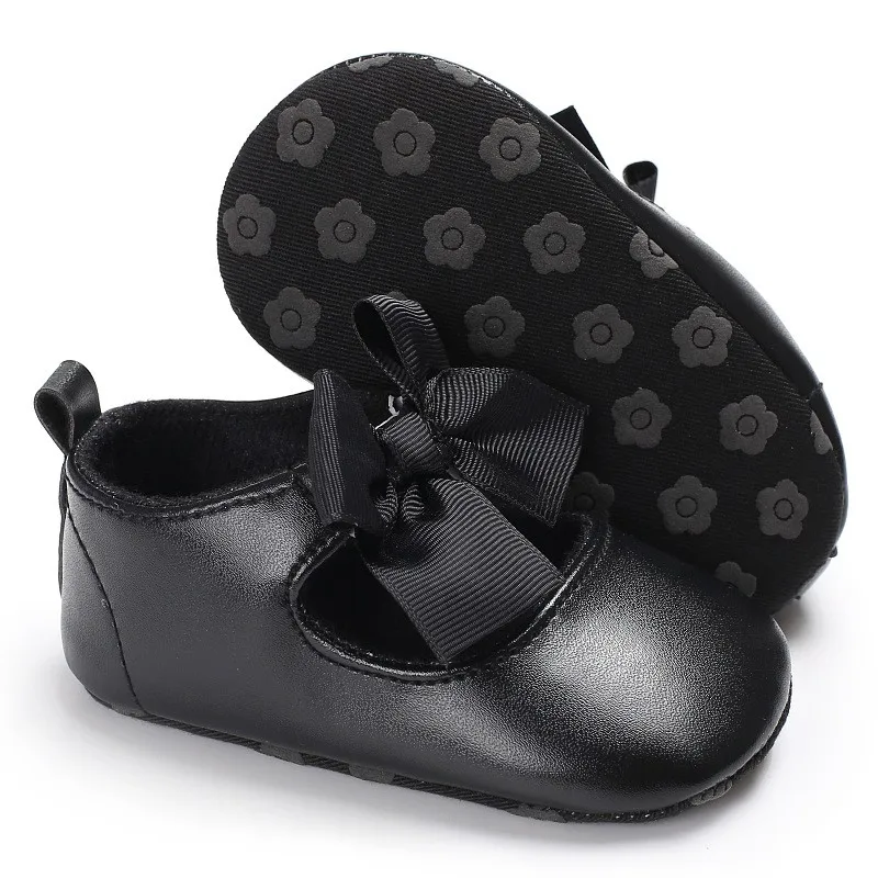 Baby Girl First Walkers Shoes Autumn PVC Casual Solid Color Bow Decoration Soft Sole New Princess shoes 0-18M