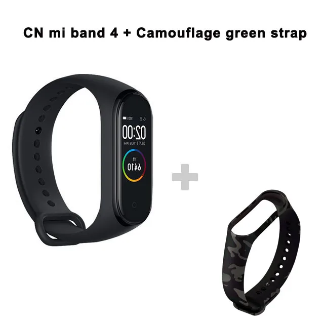 mi4 CN Ca green str Xiaomi Mi-браслет 3/4, умный браслет с цветным экраном, браслет, пульсометр, фитнес, музыка, умное управление, Bluetooth 5,0, 50 м, водонепроницаемые часы - Цвет: mi4 CN Ca green str