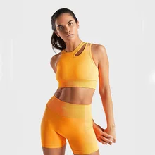 Conjunto esportivo feminino sem costura, roupa de ginástica com sutiã e shorts de corrida, cintura alta e leggings, camisetas, moda atlética para ioga