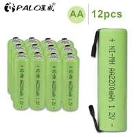 1.2V AA Rechargeable Battery 2200mah NiMh Cell Green Shell with Welding Tabs for Philips Electric Shaver Razor Braun Toothbrush 6