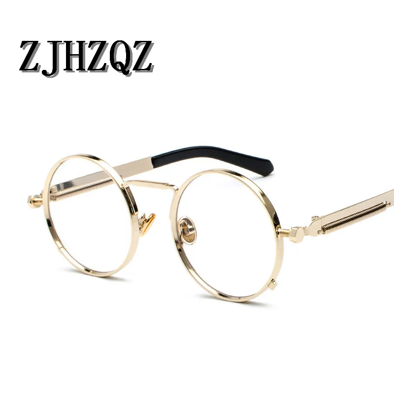 Gold Clear ZJHZQZ, женские поляризованные солнцезащитные очки, мужские, стимпанк, круглые солнцезащитные очки, маленькие круглые линзы, очки в стиле панк, ретро, винтажные, авиаторы, солнцезащитные очки - Цвет линз: Gold Clear