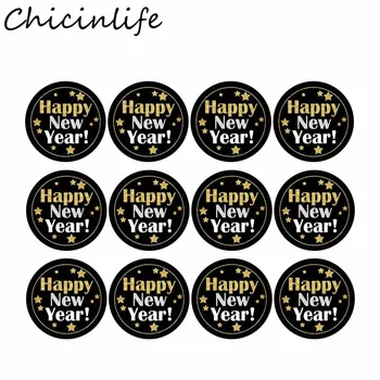 

Chicinlife 60Pcs Happy New Year Packaging Sealing Label Stickers Merry Christmas DIY Cake Gift Labels Sticker Xmas Party Supplie