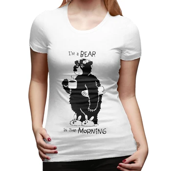 

I'm A Bear In The Mornings Summer Fun Letter Printing Casual Fashion Short-sleeved Harajuku Women T-shirt