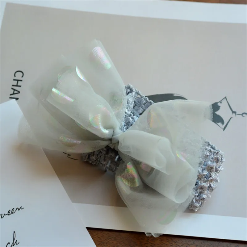 grey headband 5 шт./лот, Детские аксессуары для волос в горошек, с блестками, пряжа заколки для волос для девочек ручной работы мужские зимние пряжа заколки эластичное оголовье повязка на голову - Цвет: grey headband