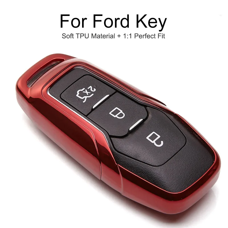 

6 Colors TPU Car Key Cover Case Cap For Ford Transit Custom Focus 3 2 SMax Fusion Fiesta ST C MAX KA 2019 Key Chain Ring Styling