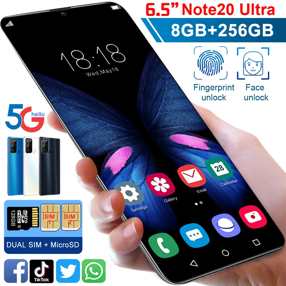 New Global 5G Note20Ultra 10core Mobile Phone 8G