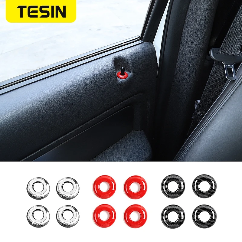 

TESIN Car Sticker For Ford F150 Car Interior Door Lock Bolt Decoration Ring Cover Accessories For Ford F150 Raptor 2009-2014