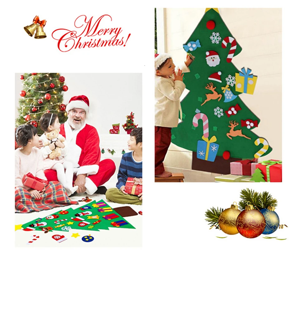 Детские игрушки DIY войлочная Рождественская елка 3D Головоломка Развивающие игрушки Рождественские украшения, игрушка искусственное дерево настенные подвесные украшения