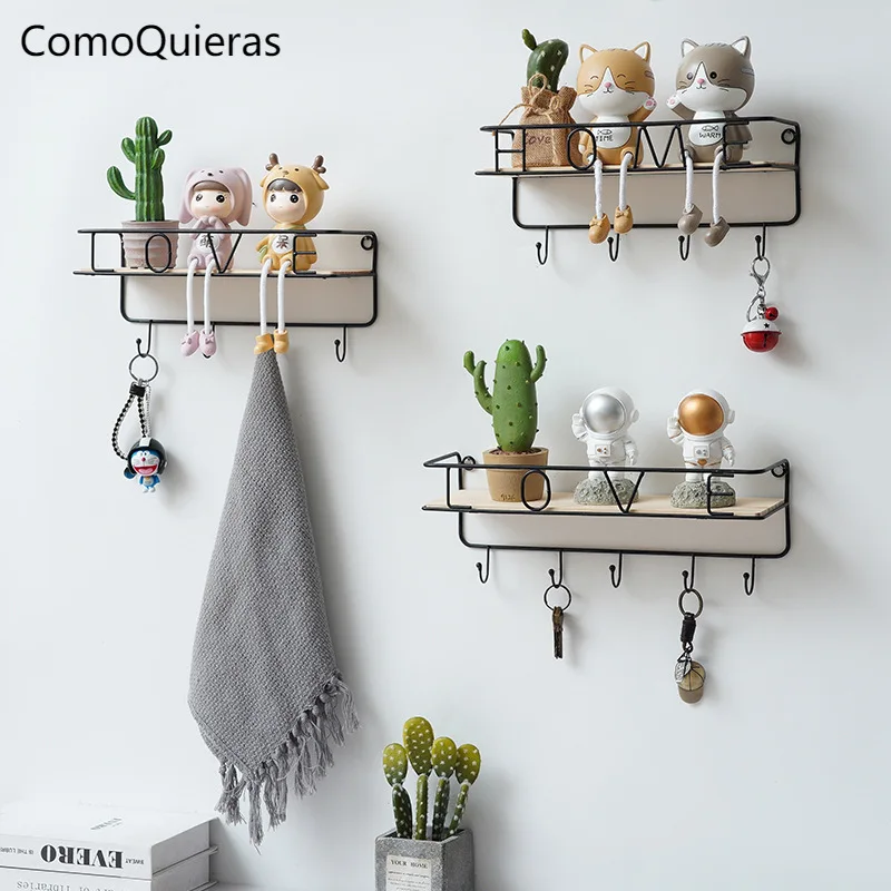 Metal Shelf Hook Partition Wall Hanging Decor Modern Home Decoration