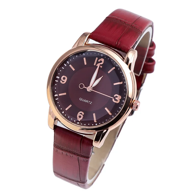 

Wish Hot Selling Bamboo Joint Pattern Leather Belt Ladies' Watch Symphony Glass with Numbers Measuring Quartz Watch Manufacturer