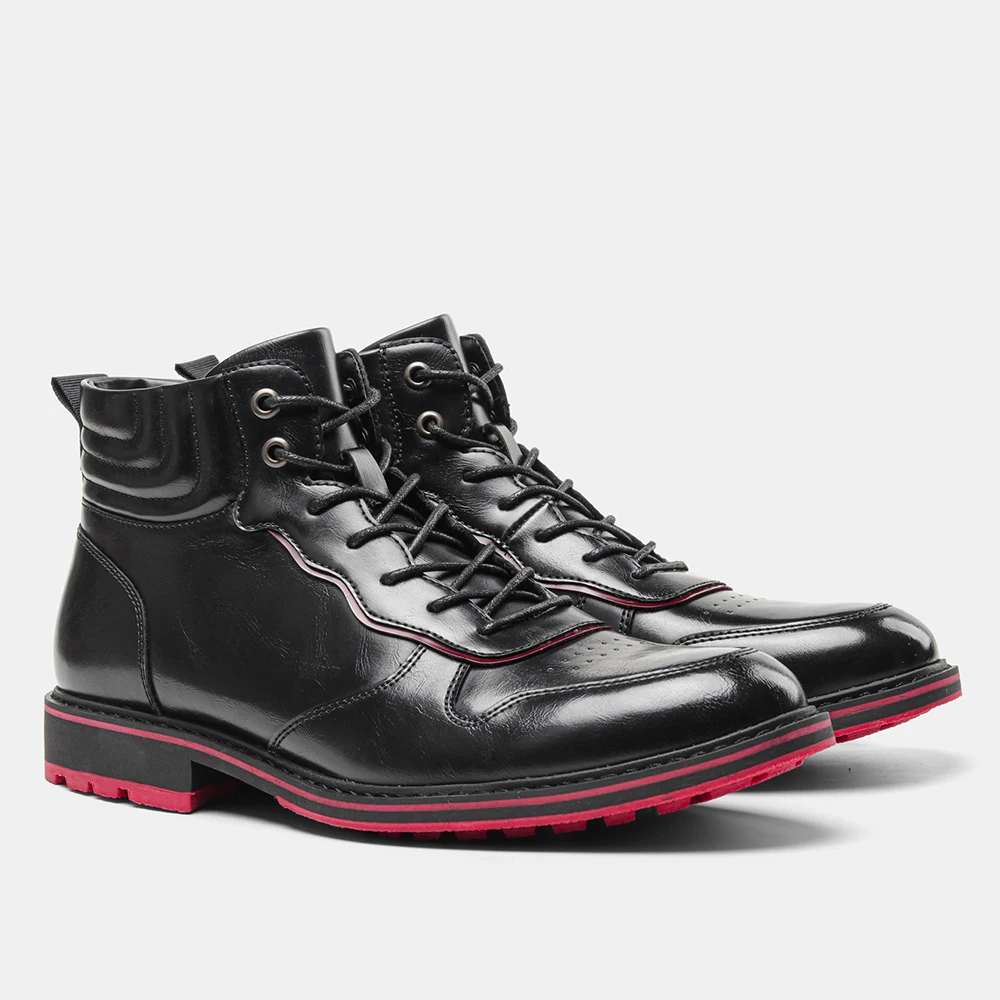 Red Bottom Boots Men Patent leather Ankle Boots Men Leather Boots