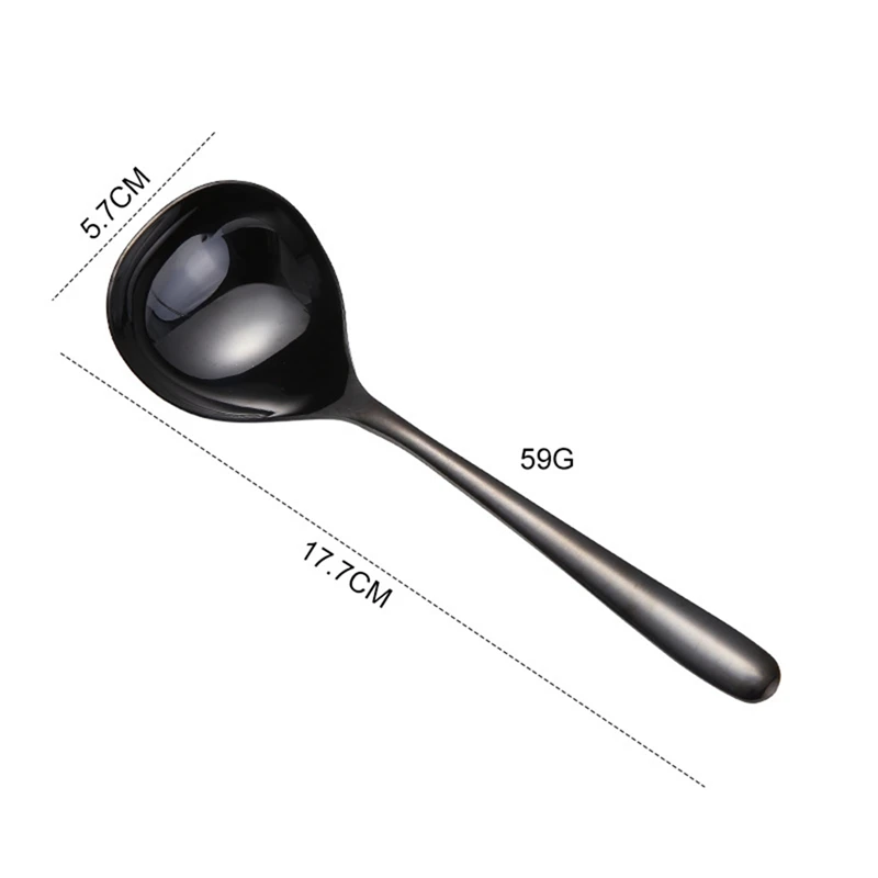 BK Round Head Long Handle Spoon Colorful Stainless Steel Spoons Flatware Drinking Tools Kitchen Gadget Coffee Fruit Teaspoon - Цвет: BK