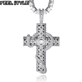 

Hip Hop Bling CZ Cross Iced Out Cubic Zirconia Necklaces & Pendants For Men Jewelry Charm Tennis Chain