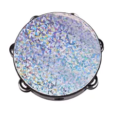 10 дюймов деревянный лучистый бубен колокольчик ручной барабан с двойными рядами джинглов Сияющий отражающий барабан головка ударный инструмент