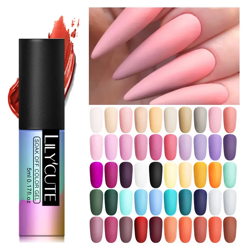 LILYCUTE, розовый, серый, Матовый УФ-гель для ногтей, чистый цвет, матовое верхнее покрытие, впитывается, Гель-лак для ногтей, маникюрный лак