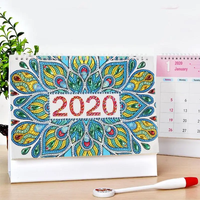 DIY Мандала особой формы алмазная живопись календарь 2020 новый год настольный мини