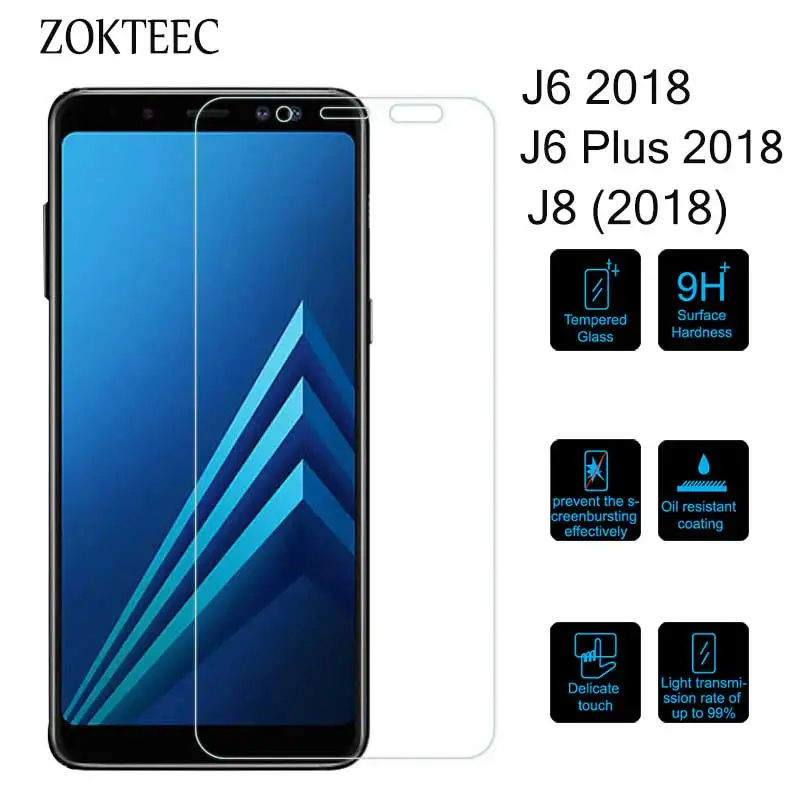 

ZOKTEEC 3Pcs For Samsung Galaxy J6 Plus J8 2018 Tempered Glass Screen Protector Film Protective Glass For Samsung Galaxy J6 Plus