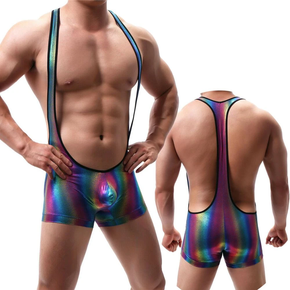 Ropa Sexy para hombre, mono de una pieza para lucha libre, mono de malla, ropa interior para hombre, ropa de fiesta de baile, Boxer cortos, monos|Camisetas interiores| -