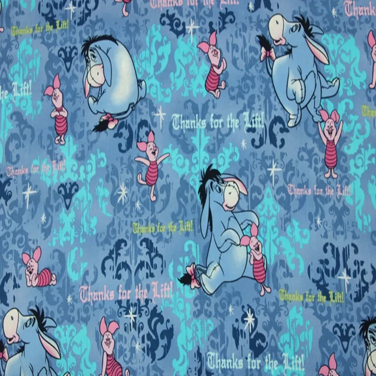 Eeyore поросенок Благодарим за подарок синяя хлопковая ткань для девочки комплект постельного белья Hometextile занавес наволочка DIY-BK630