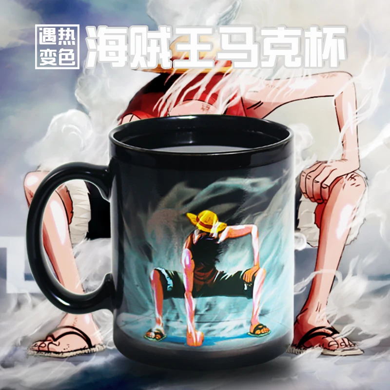 Japan Cartoon Luffy ZORO ONE PIECE Mugs With Cover Pure Color Thermos Mugs Cup Kitchen Tool Gift