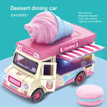 

1:36 Mini Alloy Sensor Model Pull Back Dining Car with Sound Light for Children Gift Toy induction dining cars