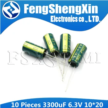 

10pcs 3300uF 6.3V 10x20mm Aluminum electrolytic capacitor 10*20 Electrolytic capacitor
