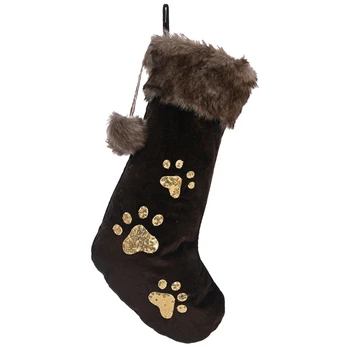

Christmas Stockings Cute Sequin Dog Paw Personalized Hanging Xmas Tree Fireplace Holiday Party Decoration