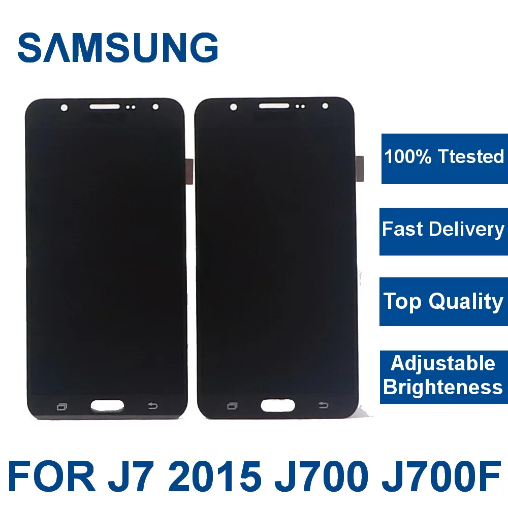 

For Samsung Galaxy J7 2015 J700 J700F J700M J700H Phone LCD Display Touch Screen Digitizer Assembly Adjust Brightness With frame