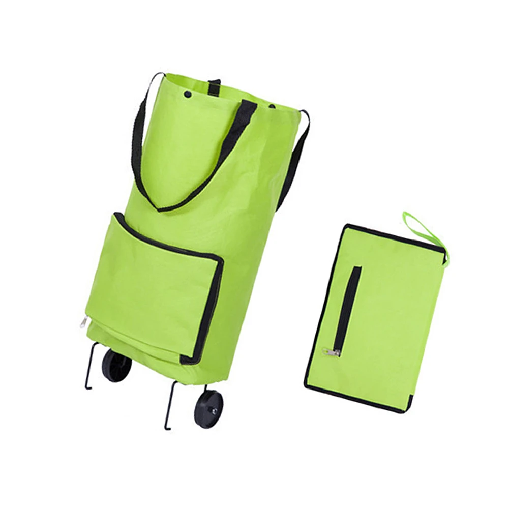 

Portable Folding Shopping Bag Shopping Cart With Wheels Small Pull Cart Women Buy Vegetables Bag Oxford Cloth Shopping Organizer