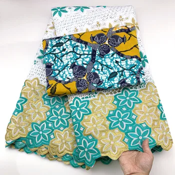 

Latest Green cotton lace fabric High Quality Swiss Voile Lace In Switzerland Dry Cotton Beautiful African Lace Fabric