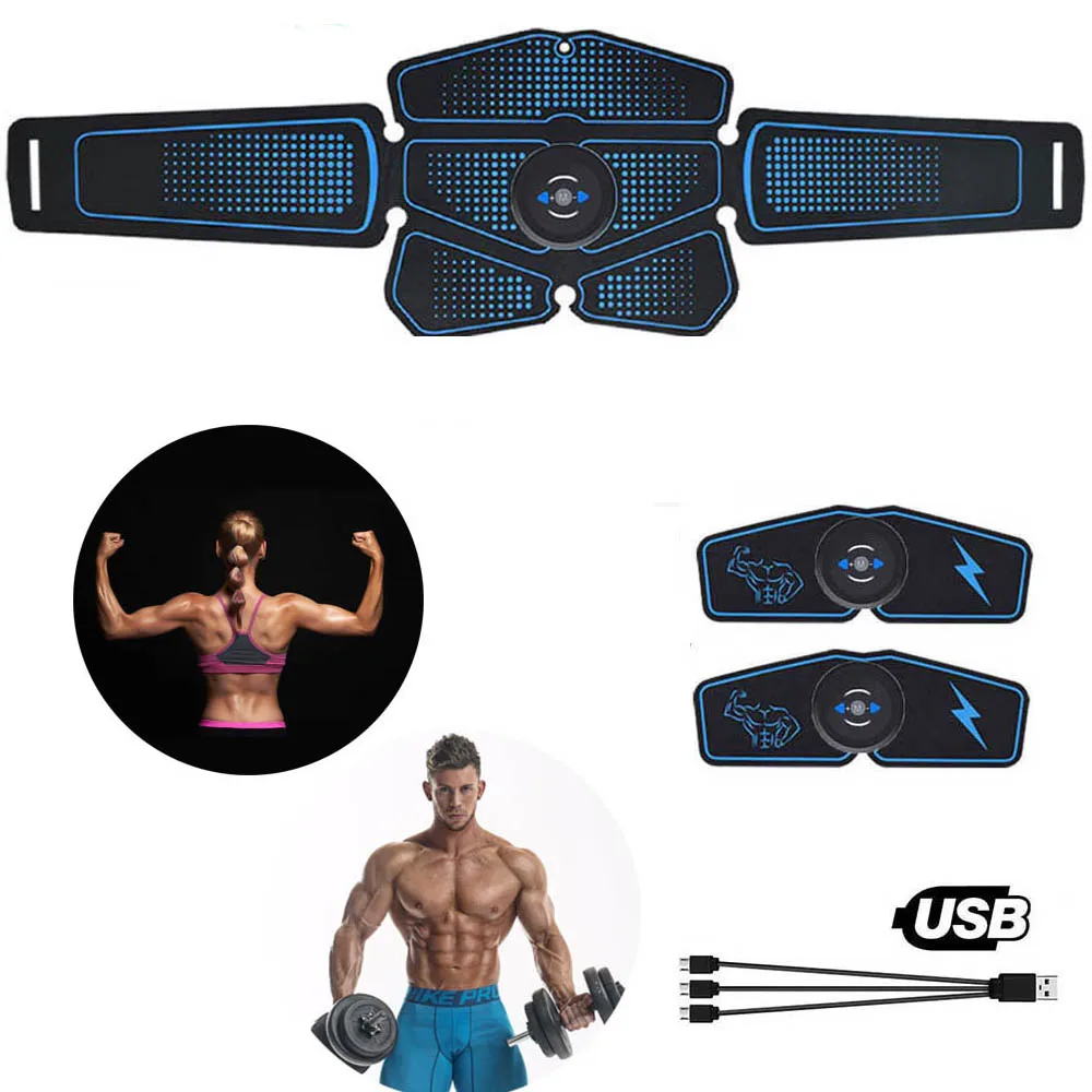 Electric Gym Trainer Wireless Abdominal Muscle Stimulator EMS Smart Fitness Training Massager Body Slimming Belt USB Recharge