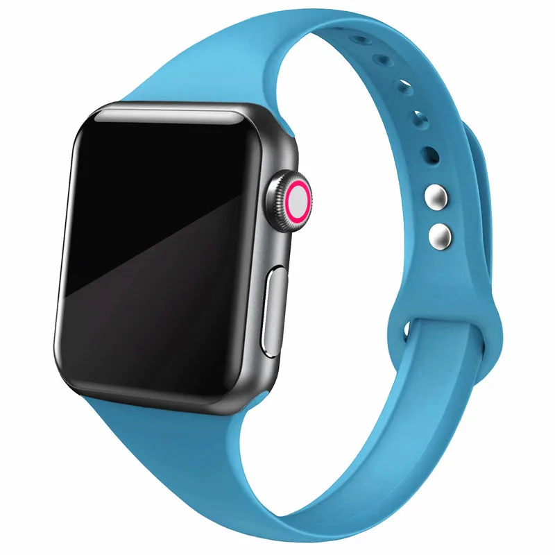 Denim Blue Тонкий ремешок для Apple watch 5 ремешок 44 мм 40 мм iWatch ремешок 38 мм 42 мм спортивный силиконовый браслет ремешок для Apple watch 4/3/2/1 38 - Цвет ремешка: Denim Blue