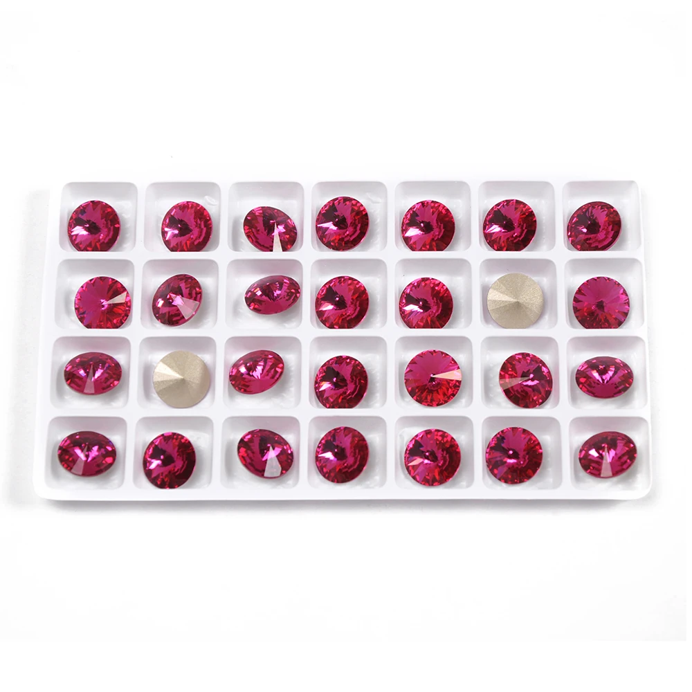 Fuchsia Rivoli Juwelenperlen Glassteine Aufgenähte Strasssteine für Tanzkleider und Gymnastikanzüge Dekoration – Detail 2