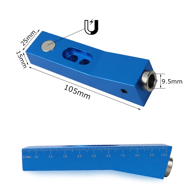 

Drill Guide Doweling Pocket Hole Jig Set Woodworking Hole Fixture Locator Tool Aluminum Alloy Wood Work Tool Set